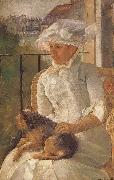 Mary Cassatt Susan hoding the dog in balcony oil on canvas